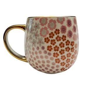 NWOT Thyme & Table 16 fl oz Floral Ceramic Mug with Gold Handle Bone China